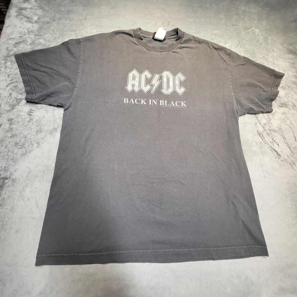 Vintage AC/DC Back In Black Shirt Mens XL Black Graphic Cotton Tee